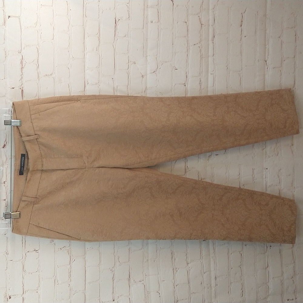 Zara Woman Tan Embossed Cotton Pants